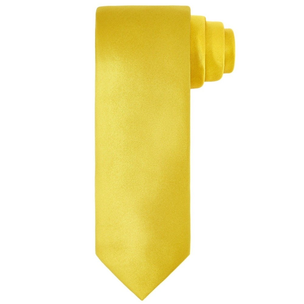 Tayion Mens Tie One Size Gold Solid Satin Formal Regular Fit Necktie NWT